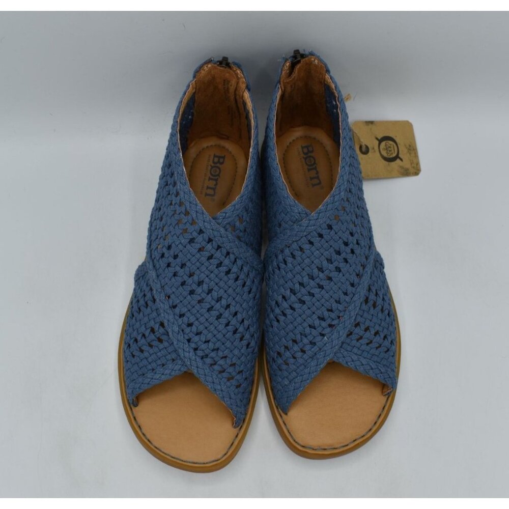 Born Womens Size 7 Iwa Mac Blue Zip Open Toe Sandals Shoes - Picture 7 of 13